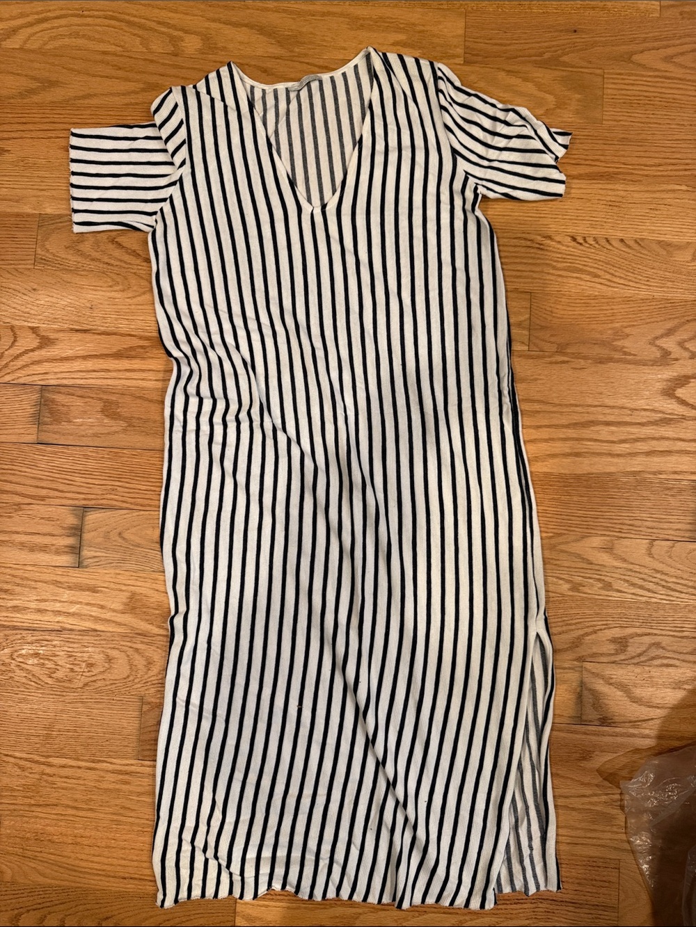 Zara navy and white striped knit dress